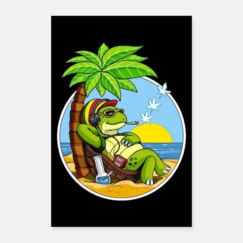 Turtle Hippie Stoner Poster 16" x 24" (40x60 cm)