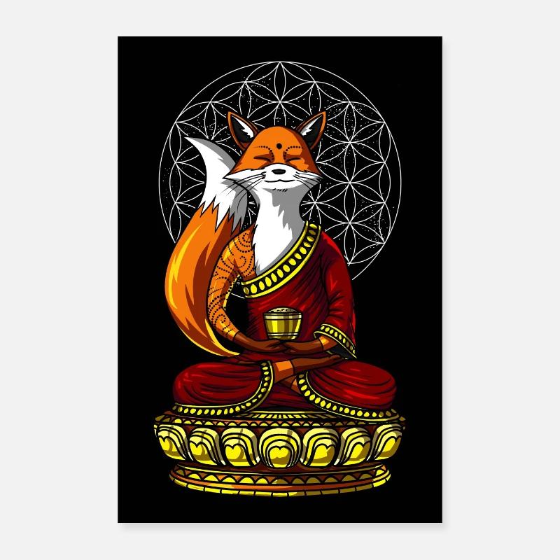Fox Zen Meditation Poster 40x60 cm