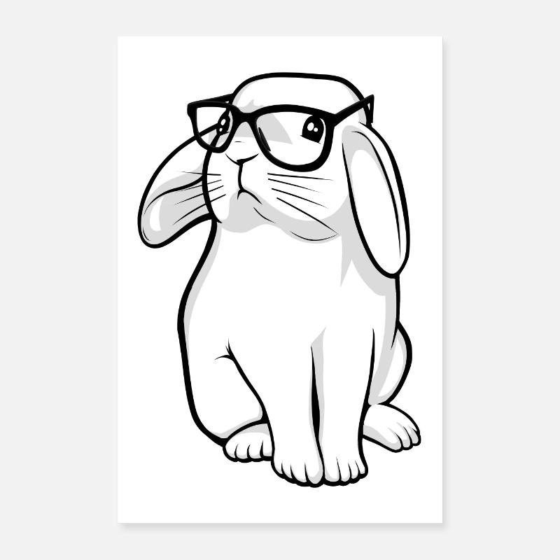Lapin Hipster avec lunettes Poster 40 x 60 cm