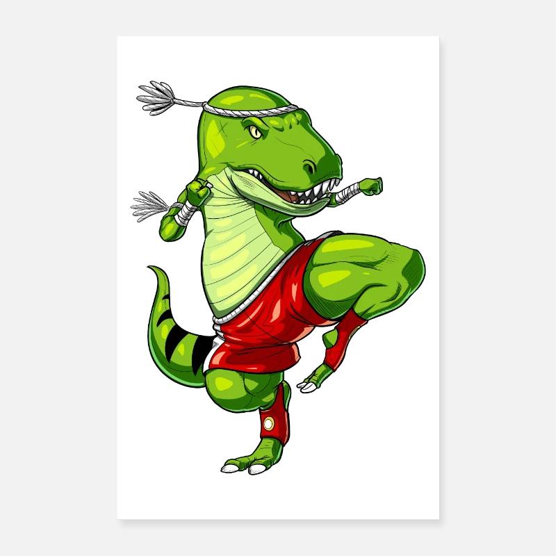 Muay Thai T-Rex Dinosaurier Poster 40x60 cm