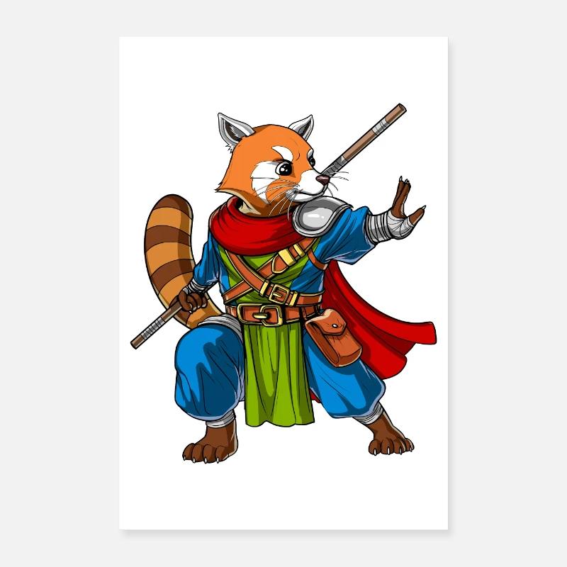 Red Panda Bear Ninja Poster 16" x 24" (40x60 cm)