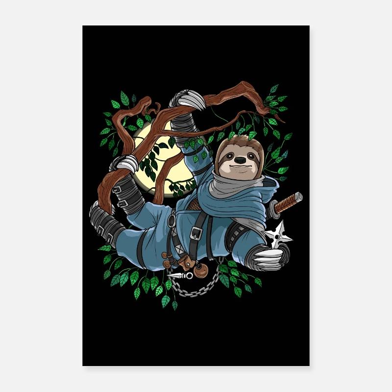 Sloth Ninja Samurai Poster 16" x 24" (40x60 cm)