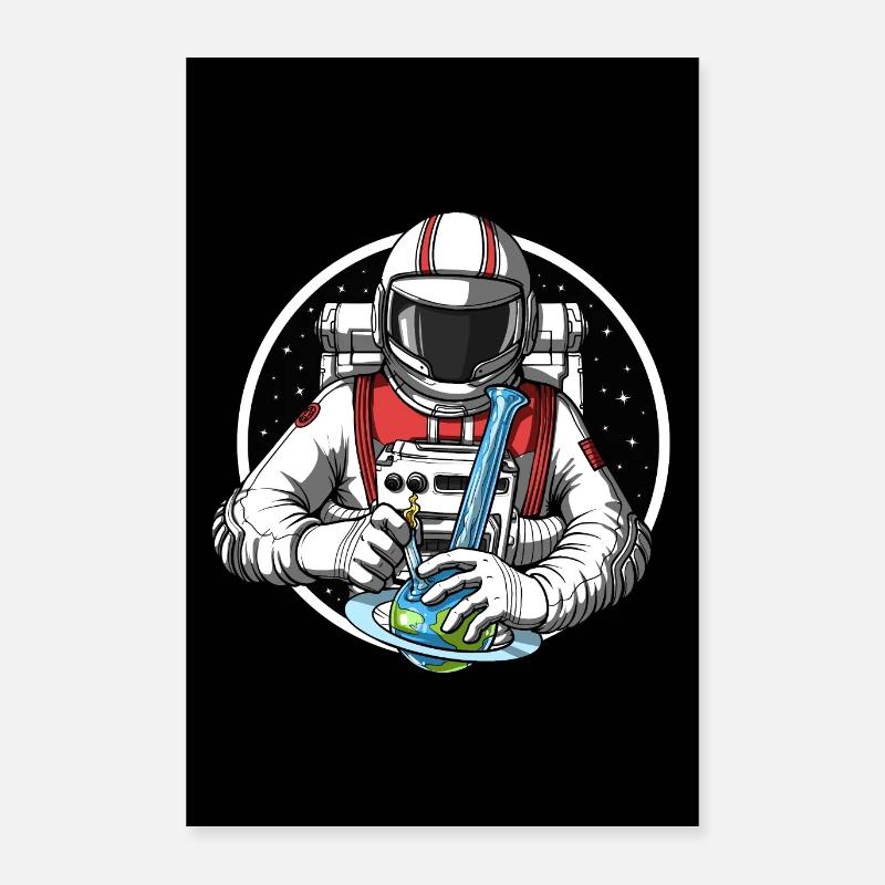Astronaut Weed Bong - Poster 40x60 cm - Weiß