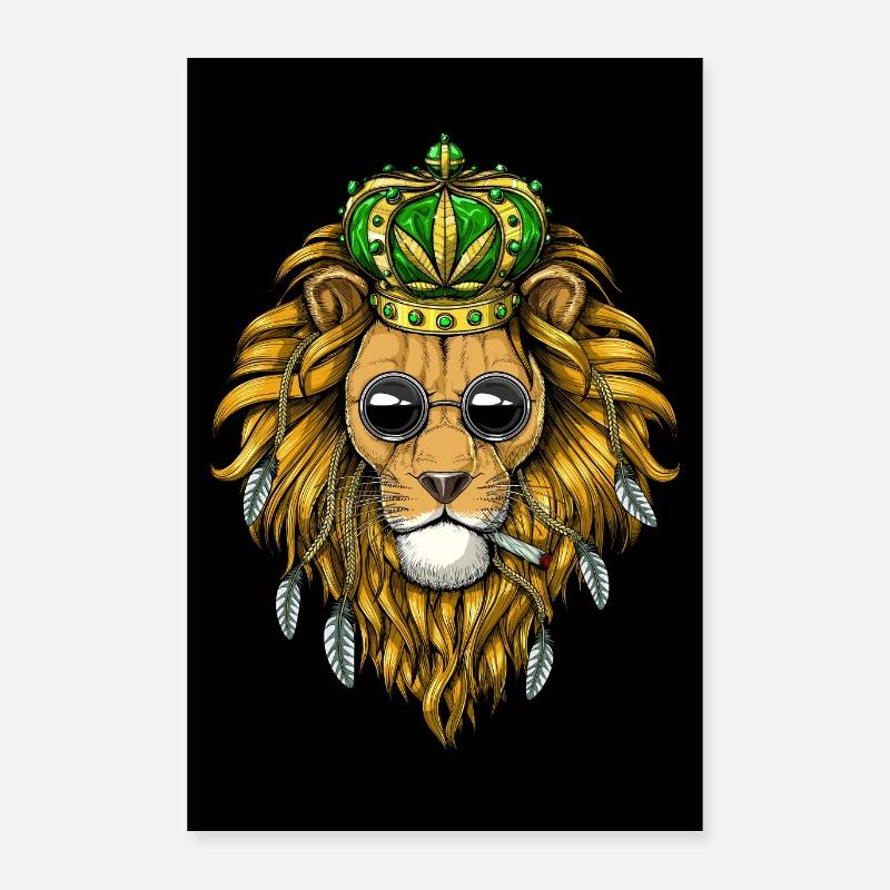 Lion Smoking Weed Poster 16" x 24" (40x60 cm)