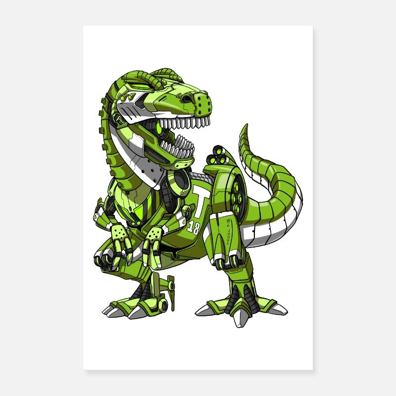T-Rex Dinosaur Robot - Poster 16" x 24" (40x60 cm) - white
