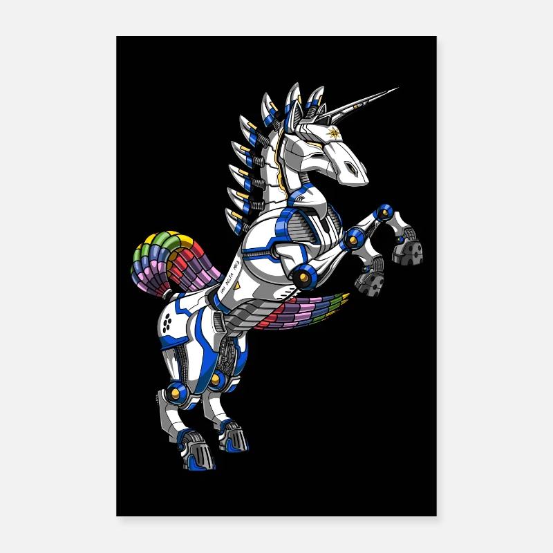 Robot Licorne - Poster 40 x 60 cm - blanc