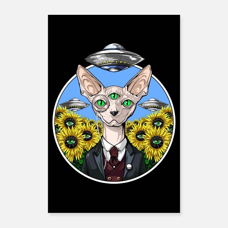 Psychedelic Sphynx Cat - Poster 16" x 24" (40x60 cm) - white