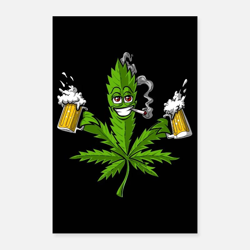 Weed Leaf Beer Lover Poster 16" x 24" (40x60 cm)
