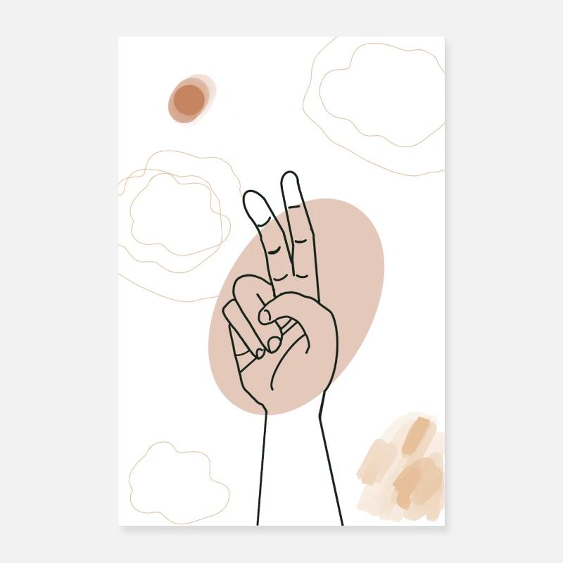 Signe de la main de la victoire dans le style Boho Poster 40 x 60 cm