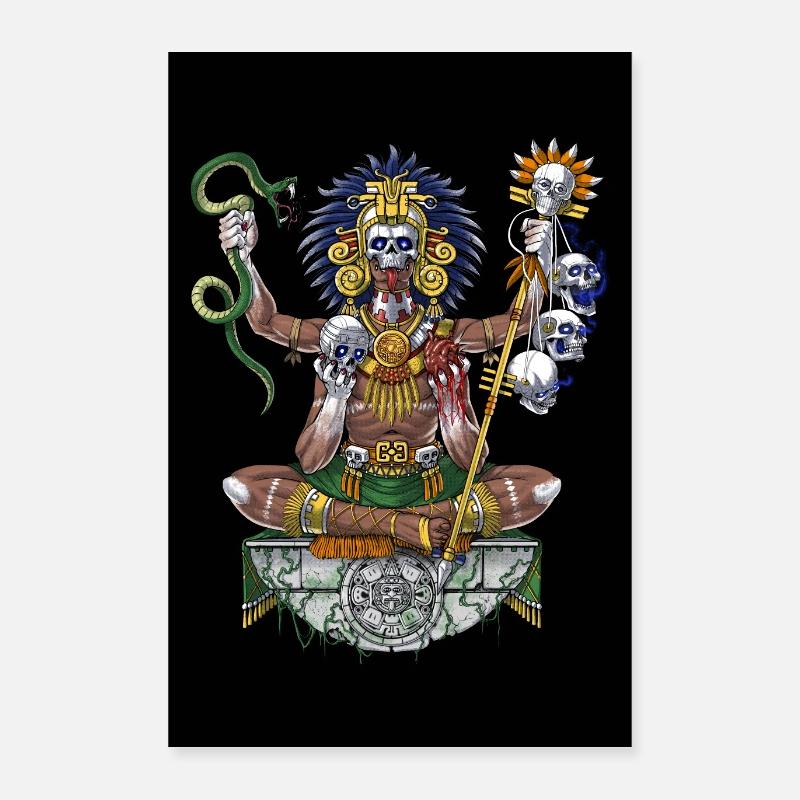 Aztekischer Kriegerschamane - Poster 40x60 cm - Weiß