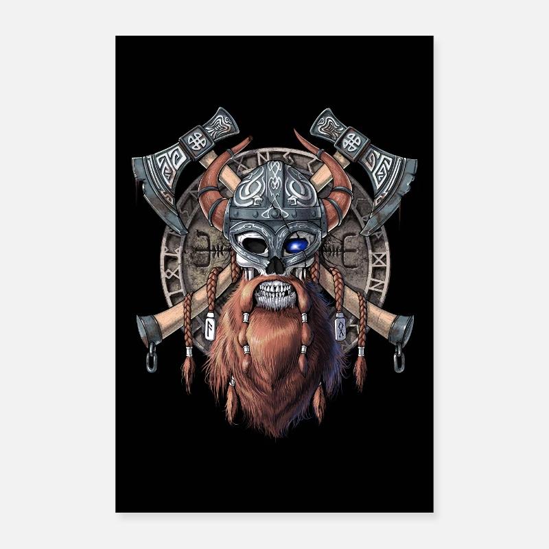 Viking Warrior Skull Poster 16" x 24" (40x60 cm)