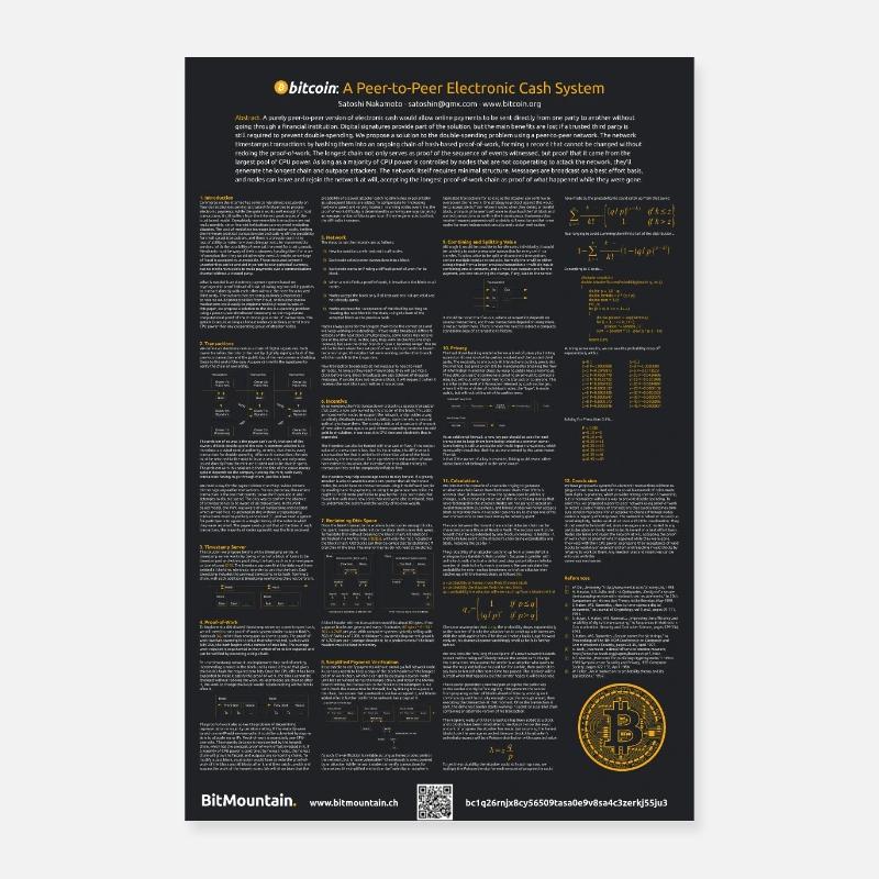Bitcoin Whitepaper - Poster - Poster 40x60 cm - Weiß