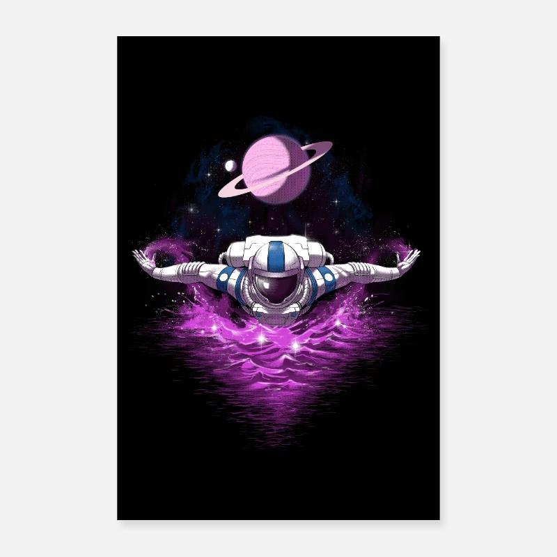 Astronaute spatial nageant Poster 40 x 60 cm
