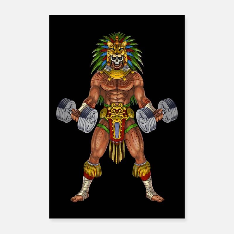 Aztekischer Krieger Bodybuilder Poster 40x60 cm