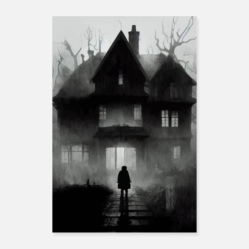 Horror Haus - Poster 40x60 cm - Weiß