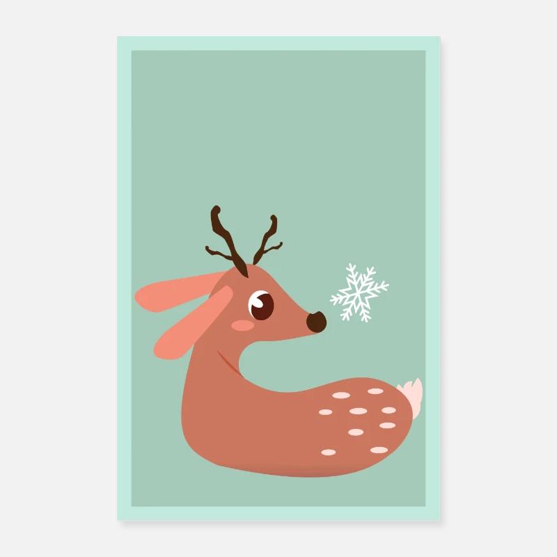 Impression d’affiche de renne d’hiver Poster 40 x 60 cm