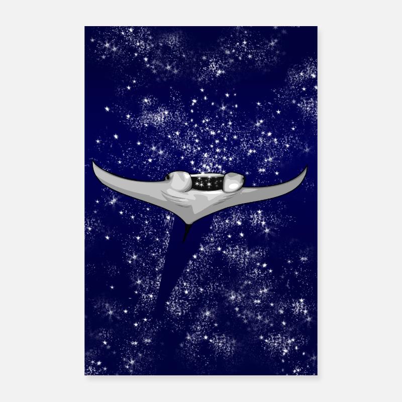 Manta schluckt Sterne - Poster 40x60 cm - Weiß