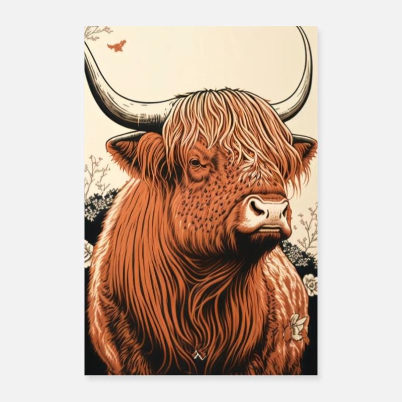 Highland cattle ukiyo Poster 16" x 24" (40x60 cm)