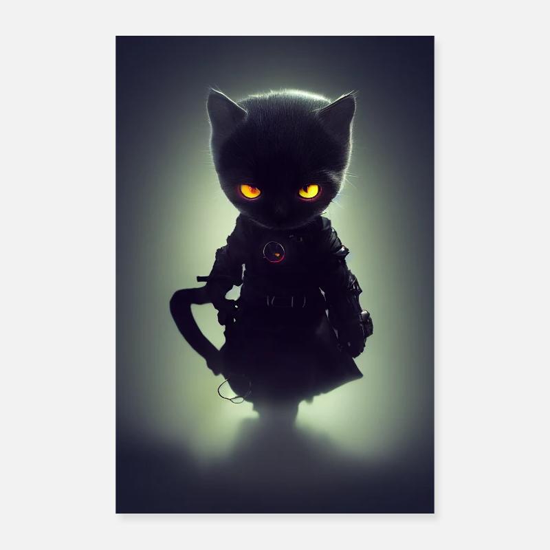 Chat maléfique - Poster 40 x 60 cm - blanc