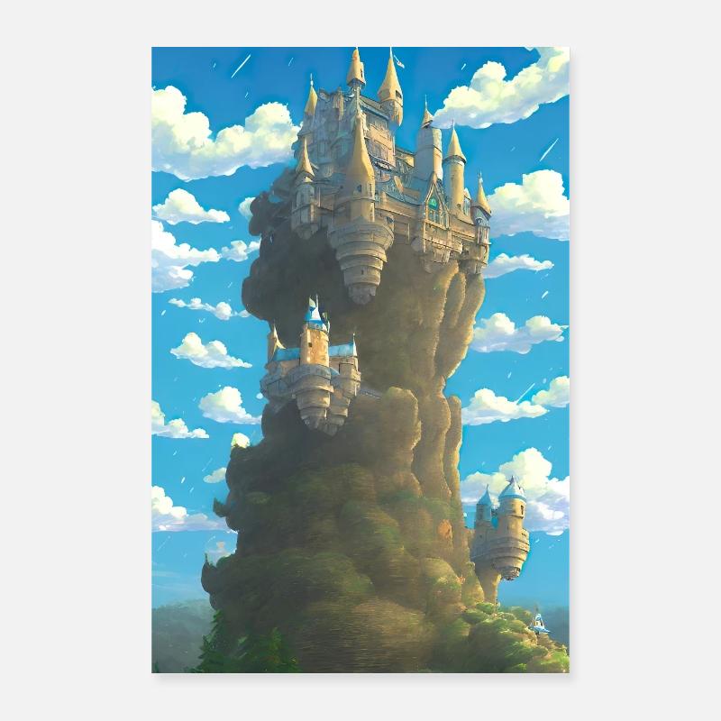 Schloss am Berg - Poster 40x60 cm - Weiß