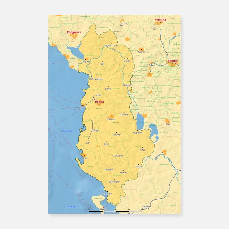 Albania Map Poster 16" x 24" (40x60 cm)