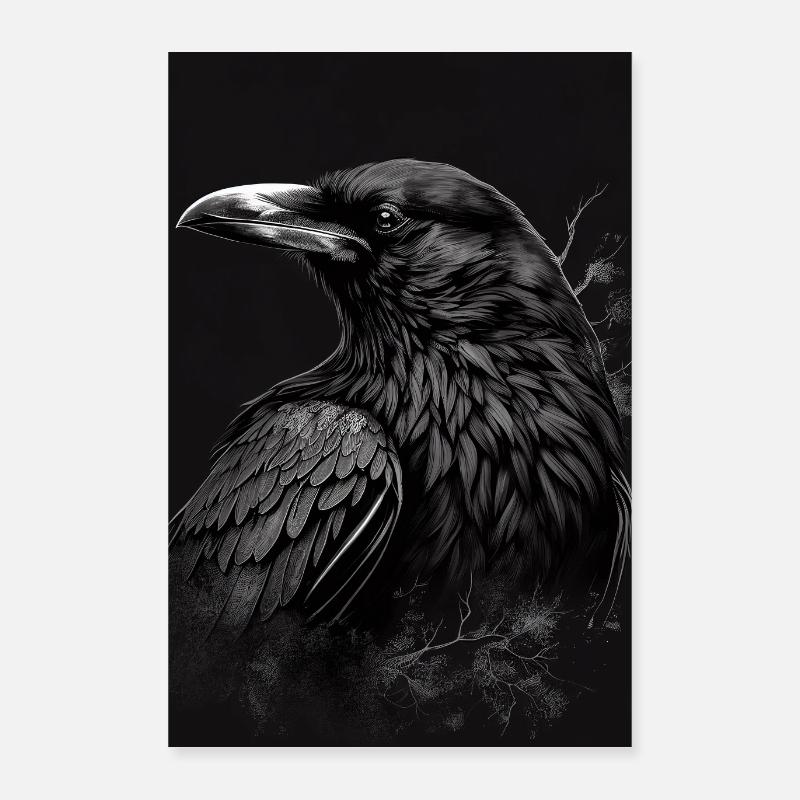 Raven Crow Bird Raven Crows Black Retro Poster 40 x 60 cm