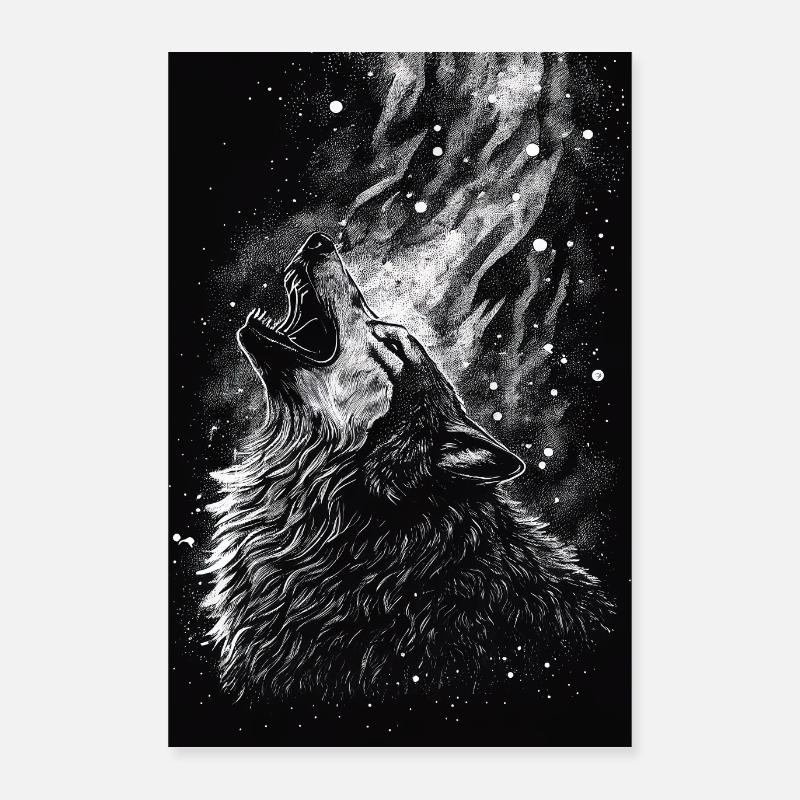 Wolf Wölfe Tier Gezeichnet Poster 40x60 cm