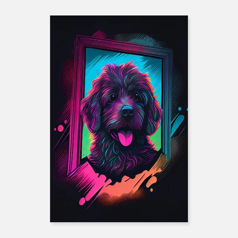 Rainbow Hund Poster Edition - Poster 40x60 cm - Weiß