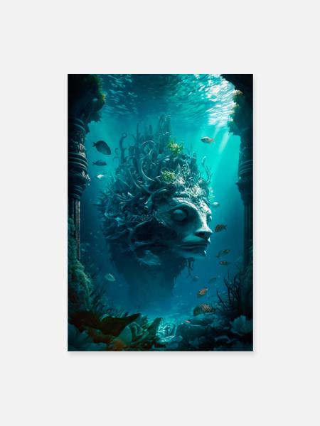 Unterwasserwelt - Poster 40x60 cm - Weiß
