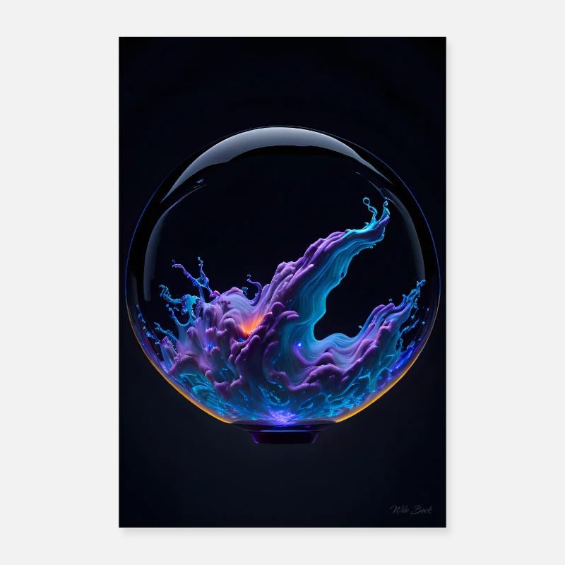 Nuages dans une bulle néon 3 Poster 40 x 60 cm