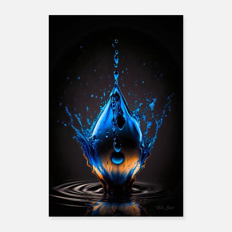 Gouttes bleues 4 Poster 40 x 60 cm