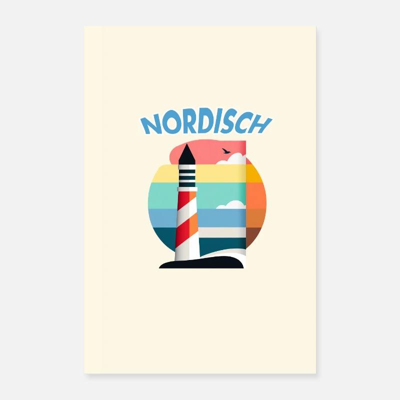Nordisch! Leuchtturm, Möwe Poster 40x60 cm