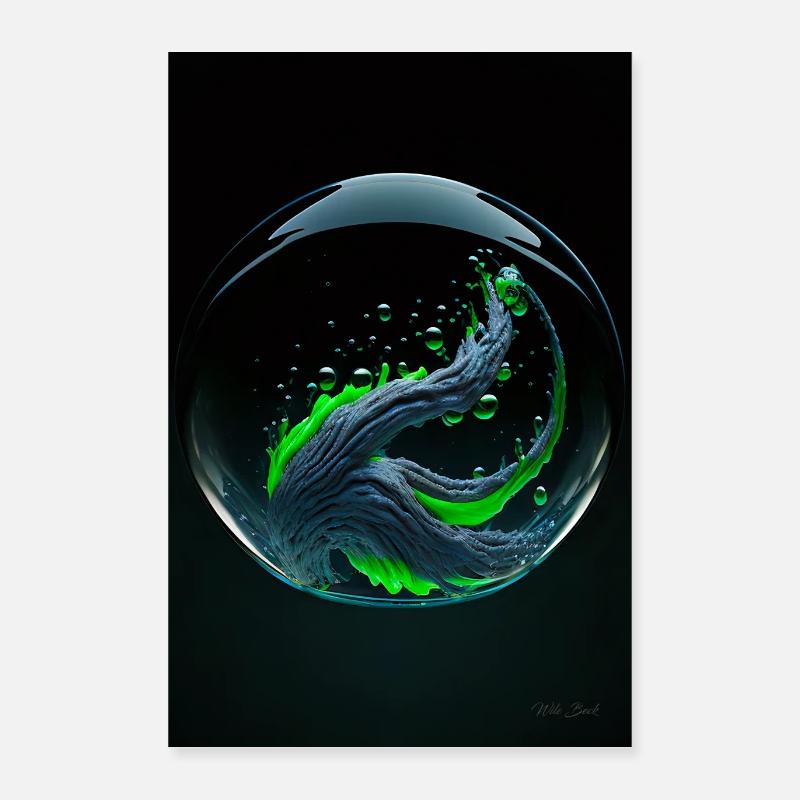 Kaos in einer Blase grün 1 Poster 40x60 cm