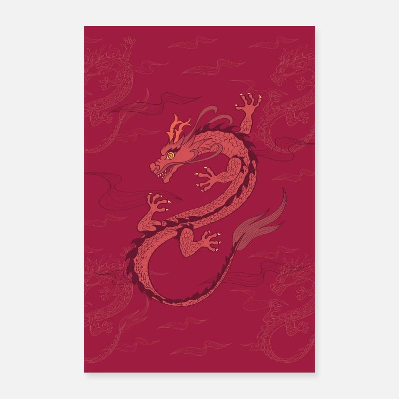 dragon flight poster - Poster 40x60 cm - Weiß