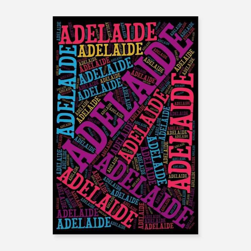 affiche Adelaide word cloud idée cadeau Poster 40 x 60 cm