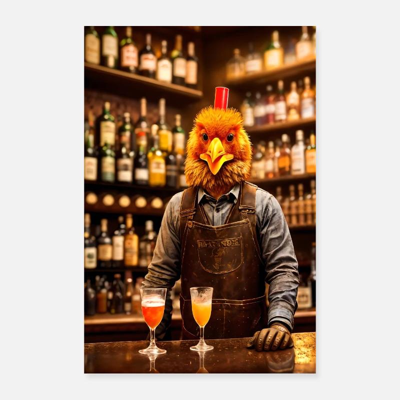 Rooster in a bar Poster 16" x 24" (40x60 cm)