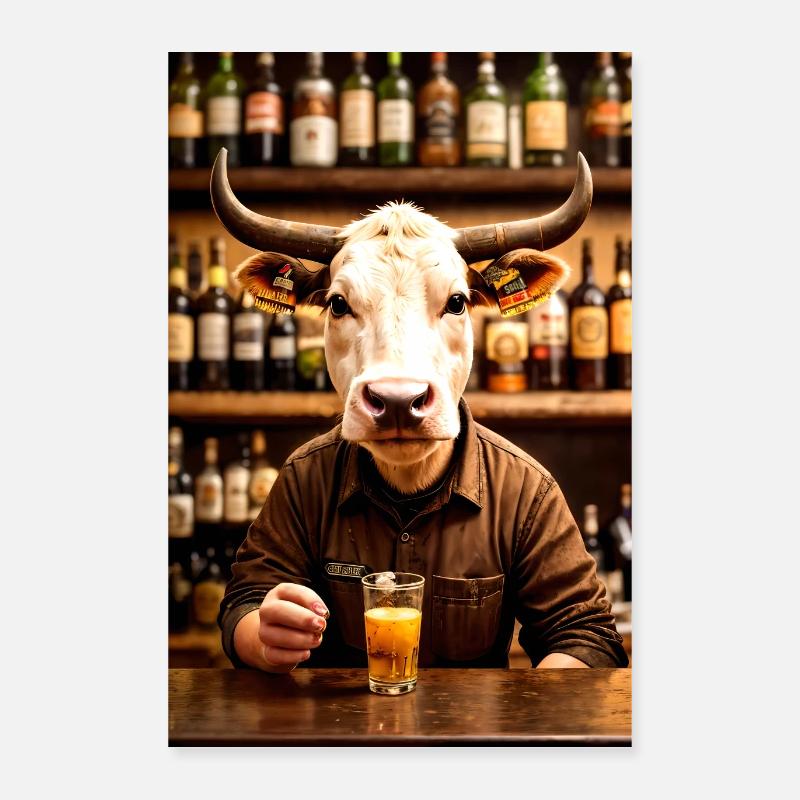 Bull in a bar Poster 16" x 24" (40x60 cm)