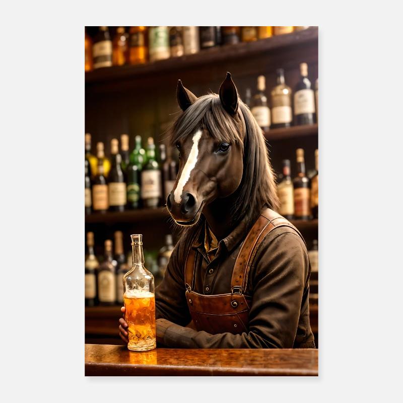 Cheval dans un bar Poster 40 x 60 cm