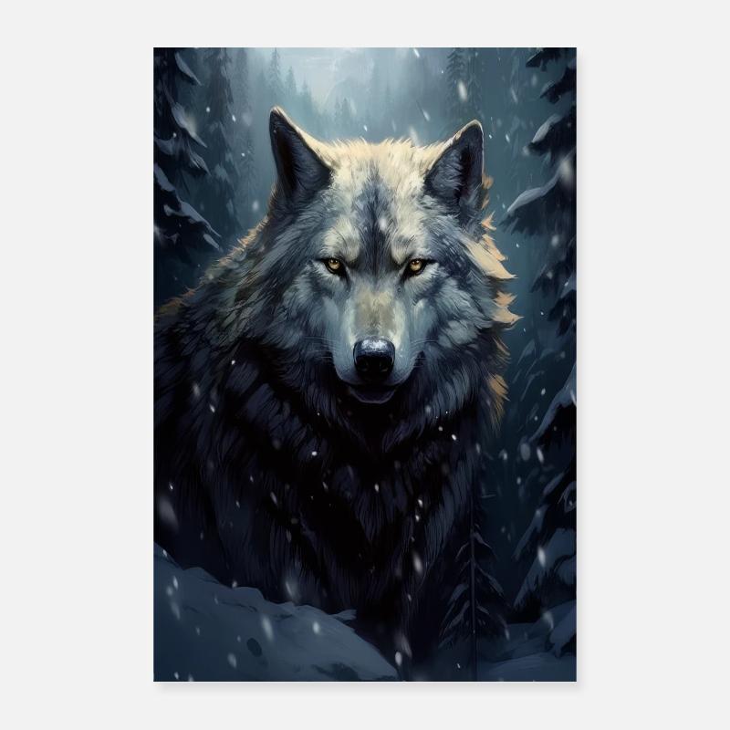 Der einsame Wolf - Poster 40x60 cm - Weiß