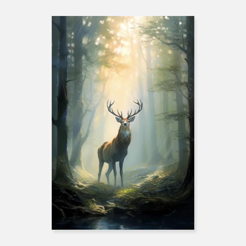Cerf monarque de la forêt Poster 40 x 60 cm