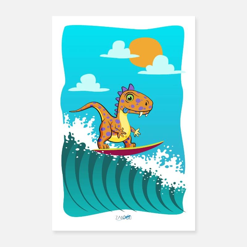 dinosurf - Poster 40 x 60 cm - blanc