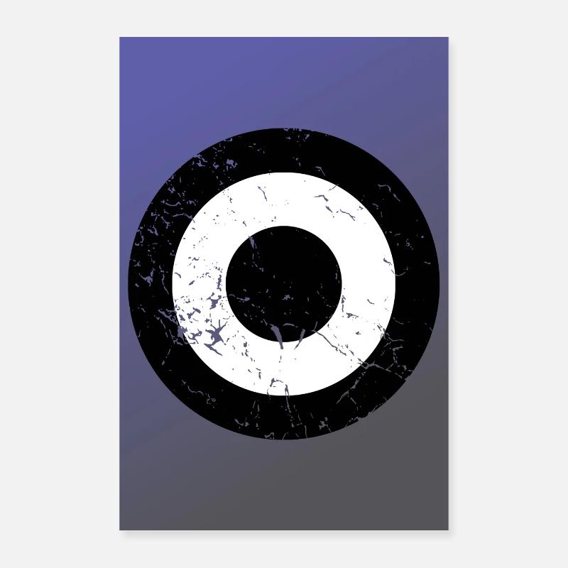 Cocarde noir et blanc sur bleu Poster 40 x 60 cm