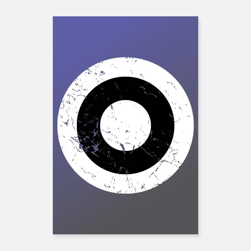 Cocarde blanche et noire sur bleu Poster 40 x 60 cm