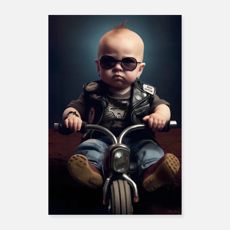Bébé motard Poster 40 x 60 cm