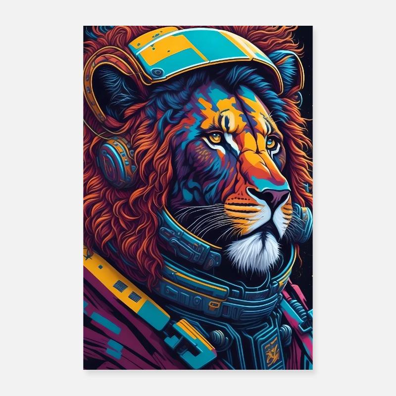 Lion, Astronaute, Espace Poster 40 x 60 cm