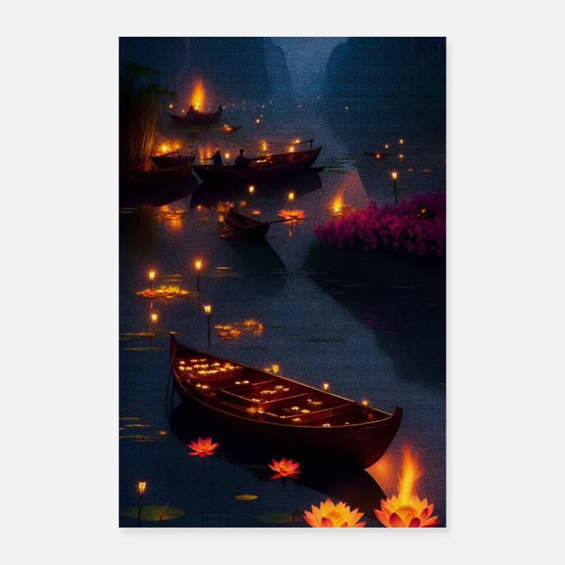 Nächtliche Bootsfahrt Poster 40x60 cm