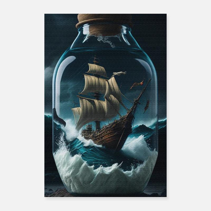 Sailing ship in a bottle Poster 16" x 24" (40x60 cm)
