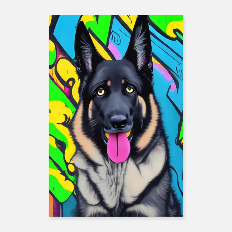 Modernes Pop-Art Print | bunt | German Shepard Poster 40x60 cm