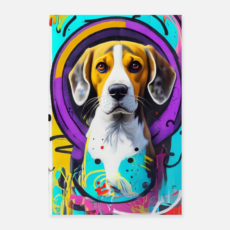 Impression pop art moderne | coloré | Chien Beagle Poster 40 x 60 cm