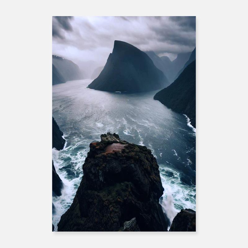 Fjords balayés par la tempête Poster 40 x 60 cm